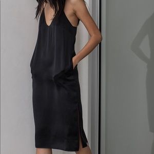 Lunya black XS silk slip dress